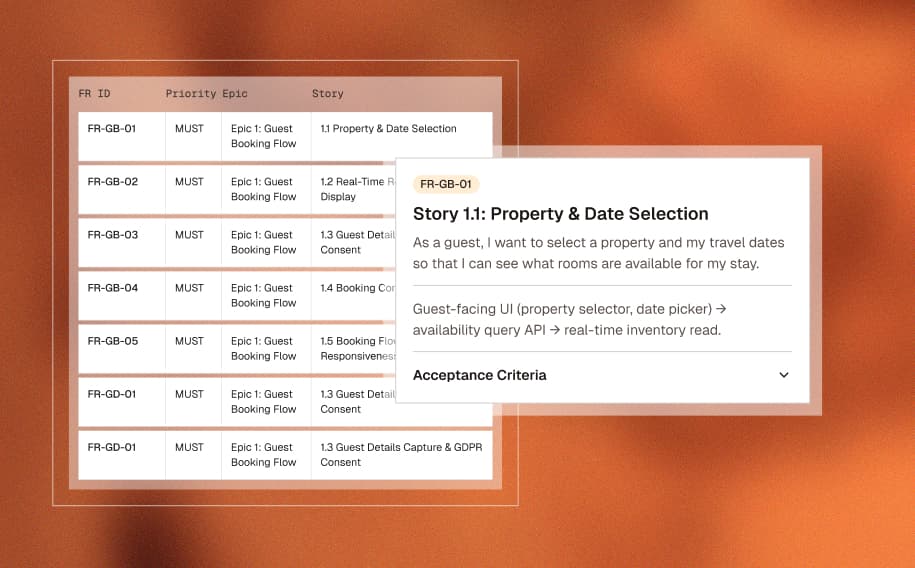 Development — Sprint-ready stories and full traceability to production.